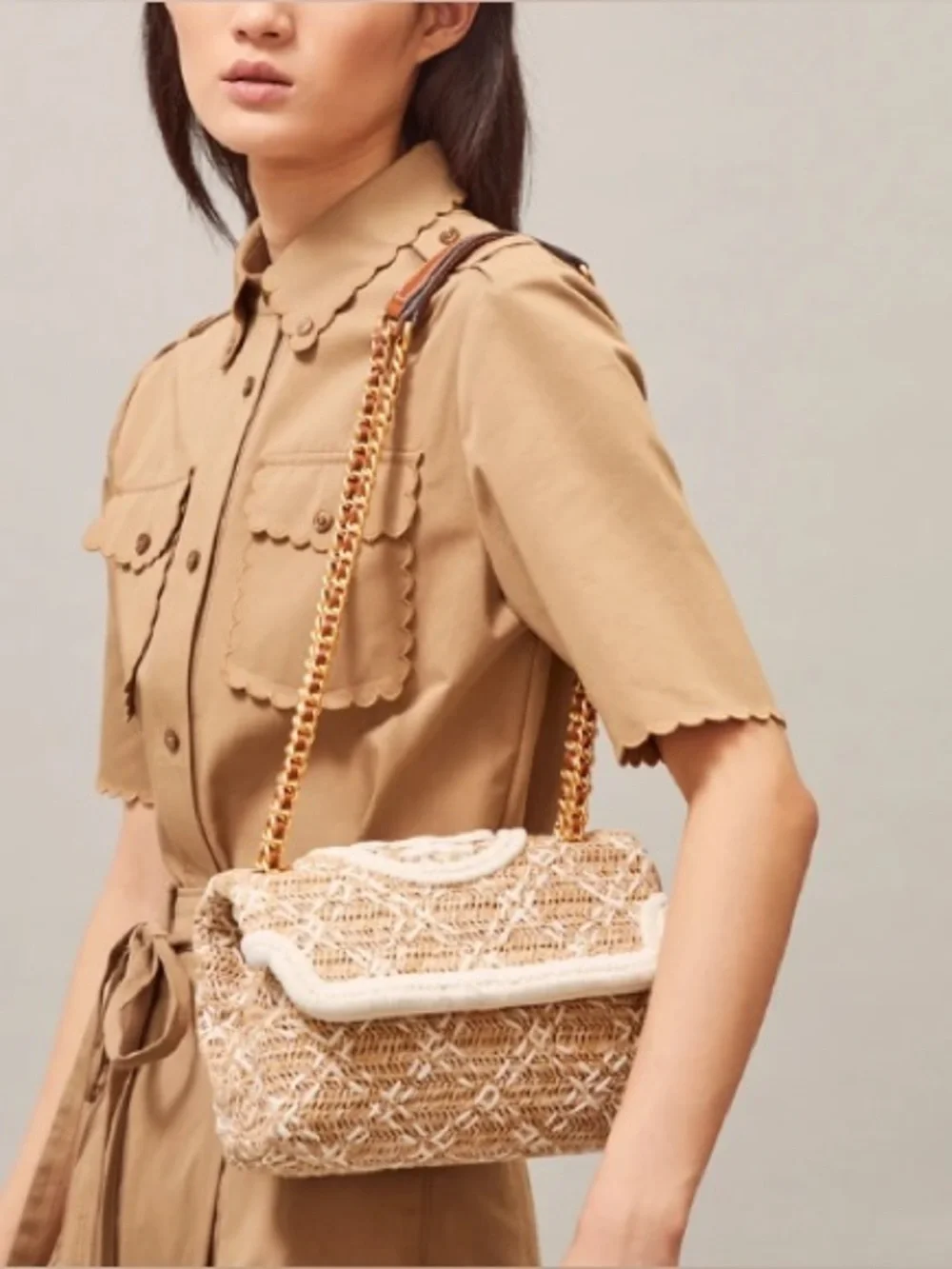 Tory Burch Raffia Shoulder Bag Shoulder Bags, 10”x7” (Jul 026)